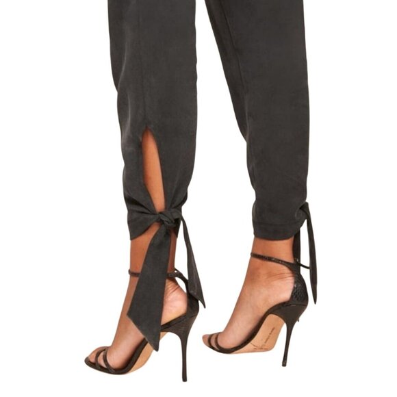 Reformation Avalon Pant Tie Ankle Paperbag Waist Black Size 8 - Picture 5 of 13